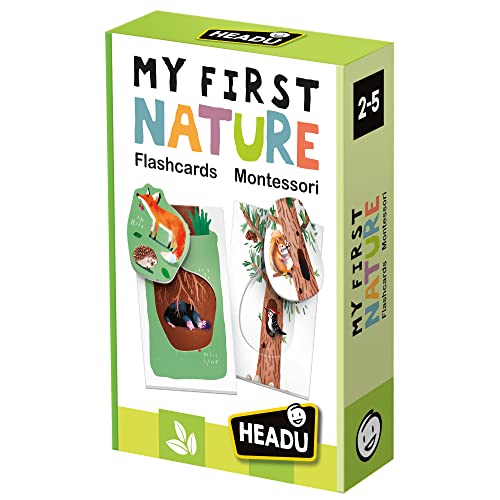 Headu Flashcards My First Nature Montessori Meine ersten Entdeckungen Mu27842 Lernspiel für Kinder 2-4 Jahre, Made in Italy von Headu