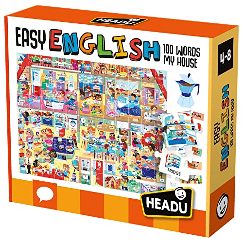 Headu IT23158 Easy English 100 Words My House Lernspiele, Mehrfarbig von Headu