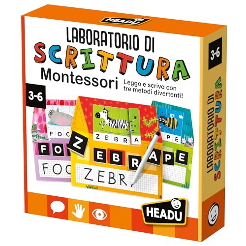 Headu - Montessori Writing Laboratory Lernspiel, mehrfarbig (IT23578), italienische Sprache von Headu