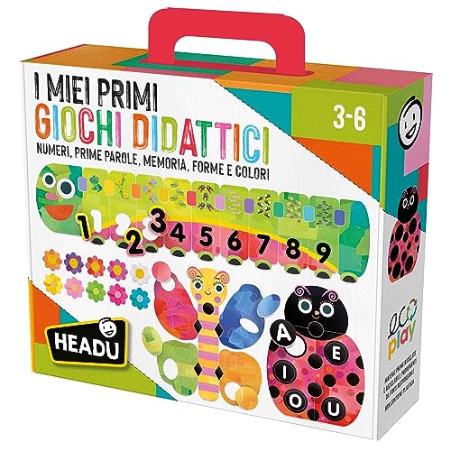 Headu It57410 Lernspiele mit Sprachnummern, Farben und Gedächtnis, umweltfreundlich, für Kinder von 3 bis 6 Jahren, hergestellt in Italien von Headu