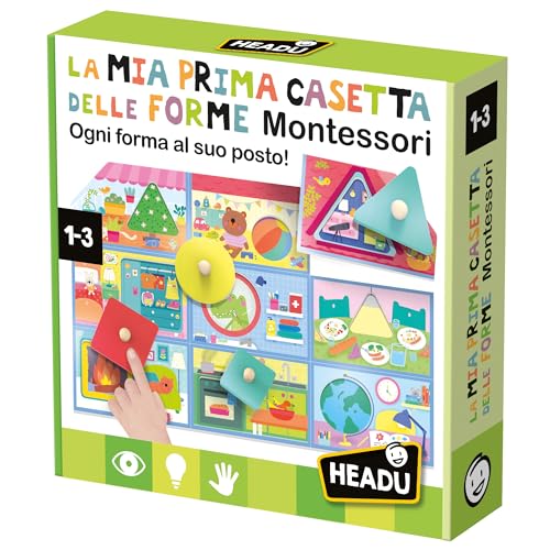 Headu Mein erstes Haus der Formen Montessori Jede Form an seinem Platz It57151 Lernspiel für Kinder von 1-3 Jahren, hergestellt in Italien von Headu