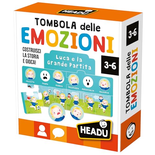 Headu - Tombola der Emotionen, Bauen Sie Geschichte und Spielen Sie! EIN Lernspiel für Kinder von 3 bis 6 Jahren, hergestellt in Italien von Headu