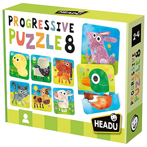Headu MU23936 Animals Progressives Puzzle 8, Mehrfarbig von Headu