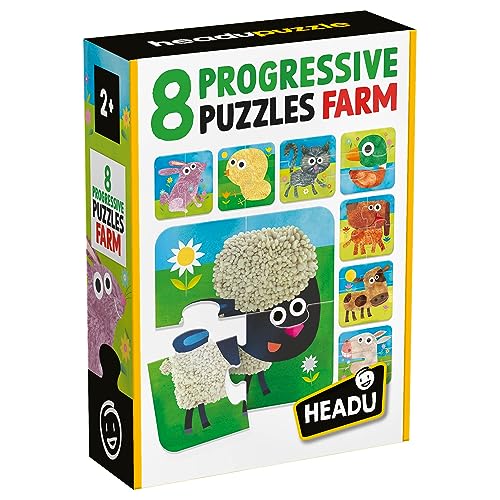HEADU - 8 Progressive Puzzle The Farm - Große Teile für die Kleinen - Lernpuzzle für Kinder von 2 bis 4 Jahren, Made in Italy | MU55515 HEADU - 8 Progressive Puzzle The Farm - Große Teile für die Kleinen - Lernpuzzle für Kinder von 2 bis 4 Jahren, Made in Italy | MU55515 von Headu