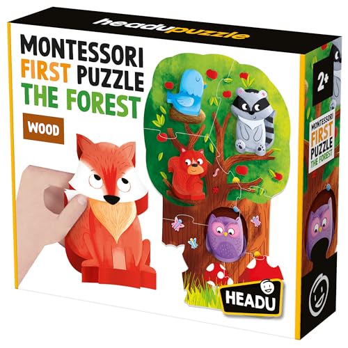 Headu IT20133 Montessori My First Puzzle The Forest Animal Lernspiel, Mehrfarbig, Large von Headu