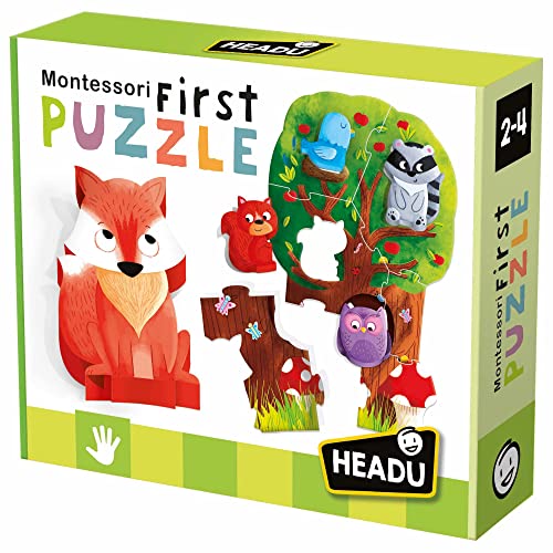 Headu IT20133 Montessori My First Puzzle The Forest Animal Lernspiel, Mehrfarbig, Large von Headu