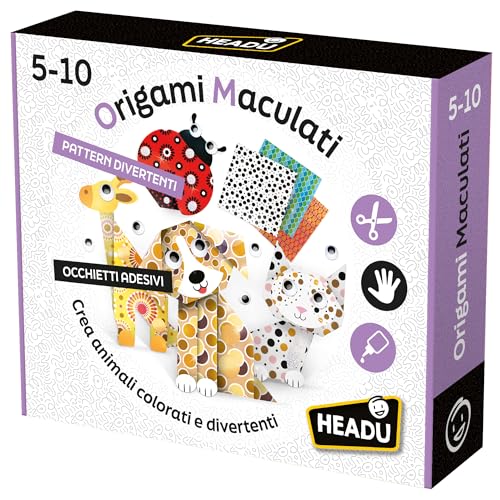Headu Origami Maculati kreiert bunte und lustige Tiere It56963 Spiel Art & Craft für Kinder von 4-8 Jahren, hergestellt in Italien von Headu