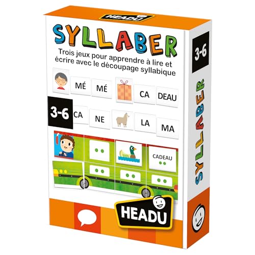 Headu - Silaber – Lesen und Schreiben mit Silbenschnitt | Lernspiel 3 4 5 6 Jahre, Spiel zum Lesen und Schreiben, Geschenk für Kinder, Geschenk für Mädchen, Geschenk für Jungen, hergestellt in Italien von Headu