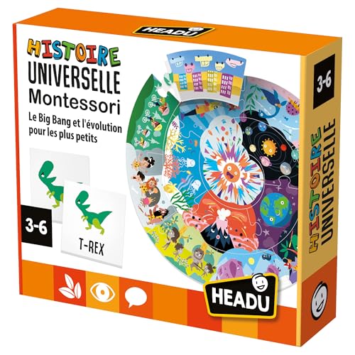 Headu - Universalgeschichte Montessori – EIN großes lustiges Puzzle, um den Urknall und die Entwicklung des Lebens zu entdecken. Lernspiel 2 3 4 5 6 Jahre, Montessori Lernspiel, Geschenk für Kinder von Headu
