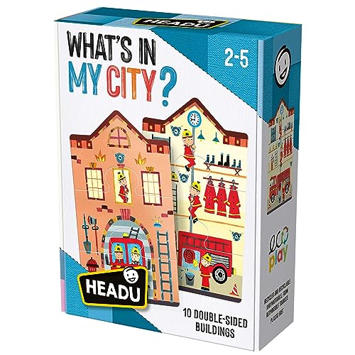 Headu What's In My City dreht Sich und entdeckt, was Sich in Mu55591 Lernspiel befindet, umweltfreundlich für Kinder von 2 bis 5 Jahren, hergestellt in Italien von Headu