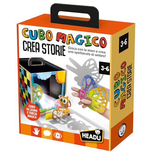 Headu Zauberwürfel schafft Geschichten, erstellt und projiziert Ihre eigene Show It57267 Lernspiel für Kinder von 3 – 6 Jahren, hergestellt in Italien von Headu
