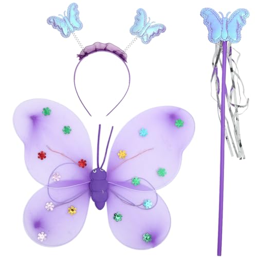Healeved 1 Satz Glitzer Schmetterlingsflügel Kostüm mit Haarreif Feenstab für Batterie Karneval Halloween Cosplay Veranstaltungen Healeved 1 Satz Glitzer Schmetterlingsflügel Kostüm mit Haarreif Feenstab für Batterie Karneval Halloween Cosplay Veranstaltungen von Healeved