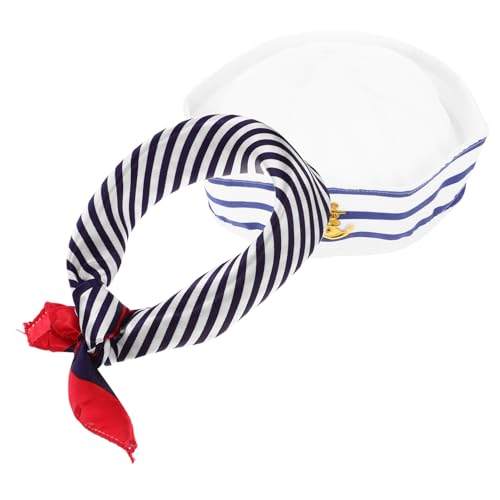 Healeved 1 Satz Kapitänsmütze und Schal Set für Kostüm Matrosen Outfit für Halloween und Mottopartys Unisex Accessoire Atmungsaktiv und Langlebig für Cosplay und Freizeit von Healeved