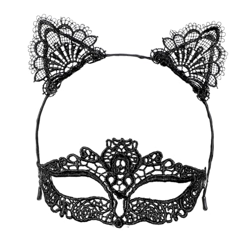 Healeved 1 Satz Katzenohren Haarreif Set mit Spitzenmaske Teiliges Kostümzubehör für Karneval Fasching und Maskenpartys Passend für Männer und Bequem und Robust für Festivals und Kreative Healeved 1 Satz Katzenohren Haarreif Set mit Spitzenmaske Teiliges Kostümzubehör für Karneval Fasching und Maskenpartys Passend für Männer und Bequem und Robust für Festivals und Kreative von Healeved