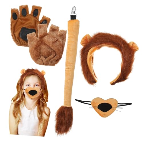 Healeved 1 Satz Lion Accessoires Kit realistisch Löwen-Kostümzubehör Löwen Kostüm behaart Maskottchen Löwen Stirnband Ohren Requisiten für Fotoautomaten Garn Healeved 1 Satz Lion Accessoires Kit realistisch Löwen-Kostümzubehör Löwen Kostüm behaart Maskottchen Löwen Stirnband Ohren Requisiten für Fotoautomaten Garn von Healeved