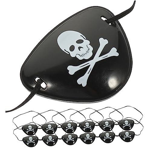 Healeved 1 Satz Maske Halloween-piraten-requisiten Einzelne Augenklappe -augenklappe Cosplay-zubehör Piratenkostüm-auge Einäugige Piraten-augenklappe Black Plastik 12st von Healeved
