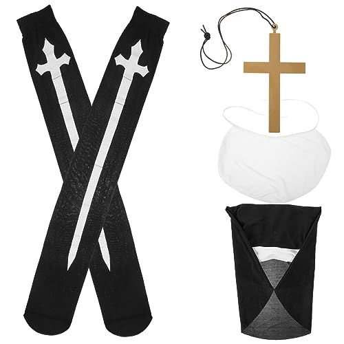 Healeved 1 Satz Nonnen Kostüm Set für Erwachsene Halloween Kostüm mit Kopfbedeckung Halskette und Kreuzanhänger für Cosplay und Bühnenauftritte für Mottopartys und Kreative Fotos Healeved 1 Satz Nonnen Kostüm Set für Erwachsene Halloween Kostüm mit Kopfbedeckung Halskette und Kreuzanhänger für Cosplay und Bühnenauftritte für Mottopartys und Kreative Fotos von Healeved
