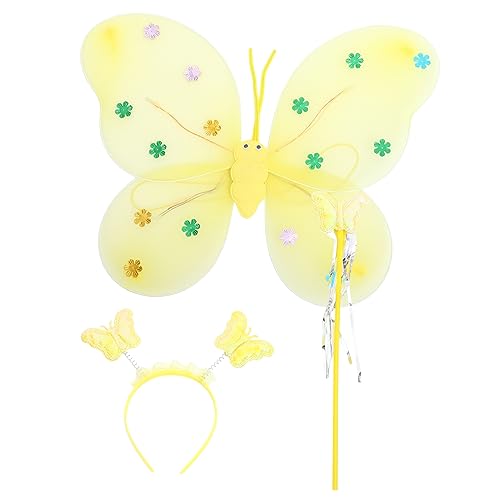 Healeved 1 Satz Schmetterlingsflügel Kostümset für Glitzernde mit Kopfband Zauberstab Batterie Karneval Halloween Kostümpartys von Healeved