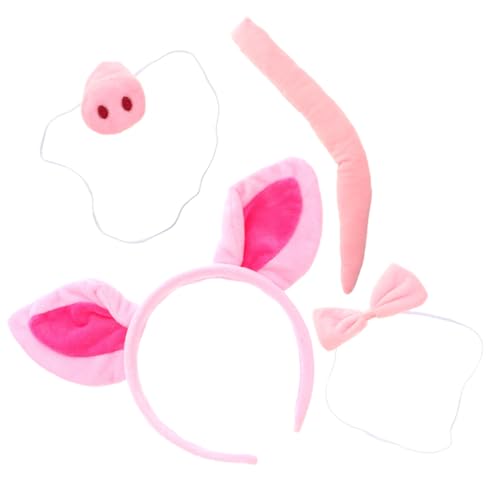 Healeved 1 Satz Schweine Cosplay Kostüm Set Tier Haarreif mit Ohren Schweinenase Fliege und für Karneval Geburtstagsfeiern und Cosplay Events von Healeved