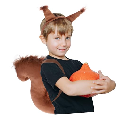 Healeved 1 Set Eichhörnchenkostüm Plüsch Eichhörnchenschwanz Mädchen Eichhörnchenschwanz Cosplay Tierkostüm Tier Cosplay Kostüm Eichhörnchen Performance Zubehör Kaffee von Healeved