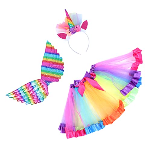 Healeved 1 Set Einhorn Stirnband Tutu Röcke Faltenrock Piraten Outfit Feenflügel Hexenkostüm Outfits Für Mädchen Kostüme Kinderkostümanzug Kleid Aus Polyester von Healeved