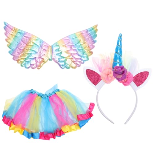 Healeved 1 Set Stirnband Engelsflügel Set Mädchen Tüll Party Dress Up Tutu Faltenrock Für Stirnband Mädchen Kleidung Stirnband Einhorn Kindergeburtstag Polyester von Healeved