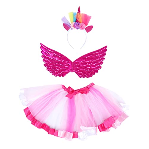 Healeved 1 Set Stirnband Engelsflügel Set Regenbogen Tutu Rock Party Kinderkostüm Kostüme Für Mädchen Stirnband Rock Mädchenkleidung Outfits Kinderkleidung Mädchenkleidung Polyester von Healeved