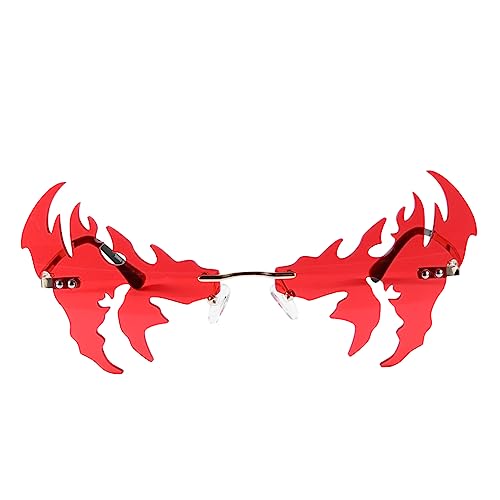 Healeved 1 Stück lustige Brille Party Kostümbrille Gläser geformt Rave-Brillenmänner lustige schauspiele Randlose Sonnenbrille ac rot von Healeved