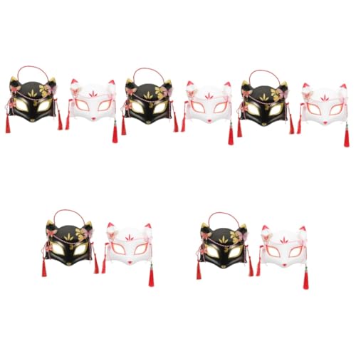 Healeved 10 Fuchs Halbmaske für Halloween Kostüm Japanische Tiermaske für Maskerade für Partys und Cosplay Bequeme und Dekorative Maske für von Healeved