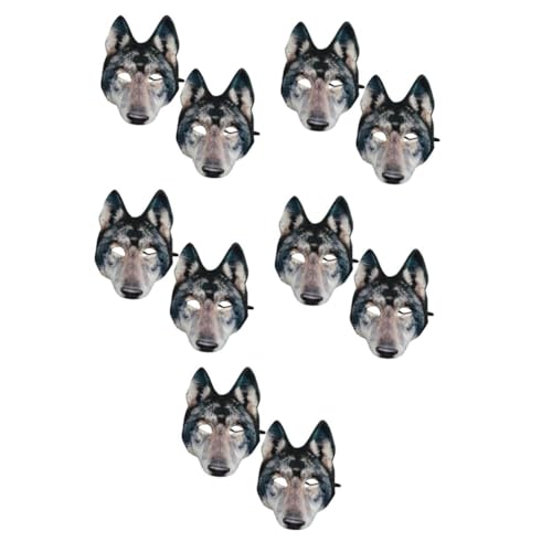 Healeved 10 Halloween Wolf Masquerade Maske Eva Halbgesichtsmaske Verstellbar für Erwachsene und Jugendliche Gruseliges Tierkostüm Zubehör für Karneval Cosplay und Halloween Partys von Healeved