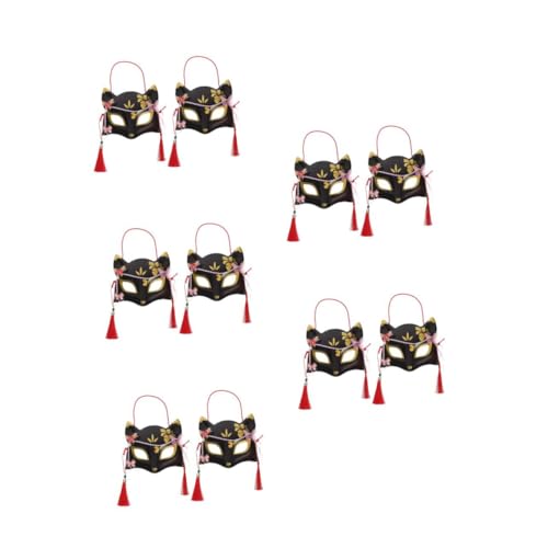 Healeved 10 Japanische Fuchsmaske Traditionelles Design mit Kirschblütenmotiv Komfortabel und Atmungsaktiv für Halloween und Cosplay Partys von Healeved
