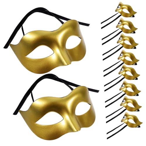 Healeved 10 Stück Halbgesichtige Ballmasken Damen Moderne Kunststoff Masken Gold Masquerade Party Masken für Karneval Halloween Kostümparty und Dekorativ von Healeved