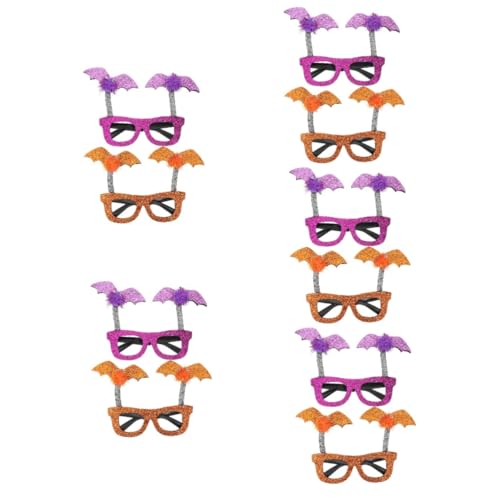 Healeved 10 Stück Halloween Brillenrahmen mit Fledermaus Kreative Kostüm Requisiten für Halloween Partys und Events Leuchtende Farben Orange von Healeved