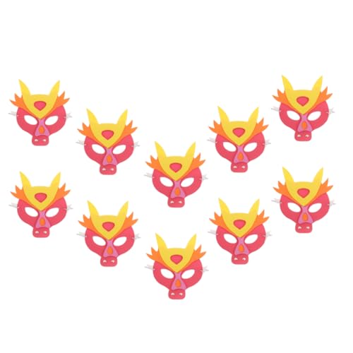 Healeved 10 Stück Teiliges Drachen Tiermasken aus Material Leicht und Langlebig für Karneval Halloween Cosplay Bühnenauftritte und Kreatives Rollenspiel von Healeved