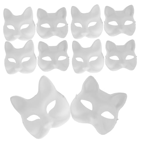 Healeved 10 Stück Weiße Katzen und Fuchsmaske DIY Ausmalbare Half Face Masken für Halloween Karneval und Cosplay Partys Kreative Gestaltung Leichtes Kunststoffmaterial Healeved 10 Stück Weiße Katzen und Fuchsmaske DIY Ausmalbare Half Face Masken für Halloween Karneval und Cosplay Partys Kreative Gestaltung Leichtes Kunststoffmaterial von Healeved