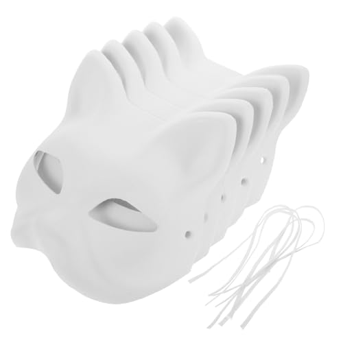 Healeved 10 Stück leere Maske lustige Maske Kostüm leere Katzenmasken schlichte Katzenmaske einfache Tiermasken katze gesichtsmaske unbemalte weiße Masken Katzenmaske für Katze von Healeved