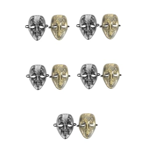 Healeved 10 Vintage Vollgesichtsmaske für Halloween und Maskenbälle Silber Gold Bequeme Atmungsaktive Maske und für Kostümpartys und Thematische Veranstaltungen von Healeved