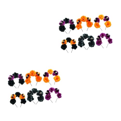 Healeved 12 Stck. -stirnband Thema Kopfbedeckung Dunkel Dame Realistisch Gotisch Form Halloween Gothic Skelett Kostümzubehör Schädel-blumen-stirnband Gruselig Frauenkostüm Bunt von Healeved