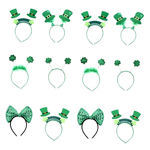 Healeved 12 Stück Teiliges Shamrock Stirnband Leichtes Langlebiges Saint Patricks Day Zubehör Farbenfrohe Kleeblatt Deko für Karneval Kostüm und Party Accessoires Komfortabel Tragbar von Healeved