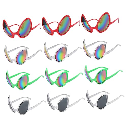 Healeved 12 Stück lustige Brille Brillenzubehör lustiges -Kostüm bis Kostüm -Cosplay -Party thematisiert Außerirdische Cosplay-Sonnenbrille lustige -Brille Plastik von Healeved