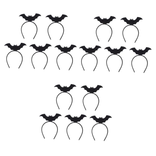 Healeved 15 Stck. Leuchtender Fledermauskopf -Hoop Fledermaus -Stirnband Halloween-Fledermaus Fledermausohren Stirnband Haarzubehör Kopfschmuck für Halloween Party-Haare Schwarz von Healeved