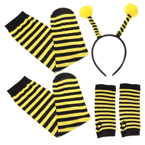 Healeved 1Satz Bienenkostümset für Cosplay Kit mit Bienen Stirnband Gestreiften Strümpfen und Langen Handschuhen für Karneval Halloween und Themenpartys von Healeved