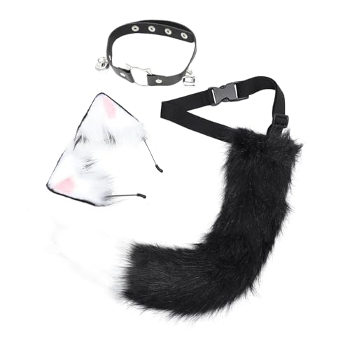 Healeved 1Satz Faux Pelz Tier Ohrhaarband Set Glocken für Cosplay Halloween Teiliges Kostümzubehör für Feste Partys Bequem und Auffällig von Healeved