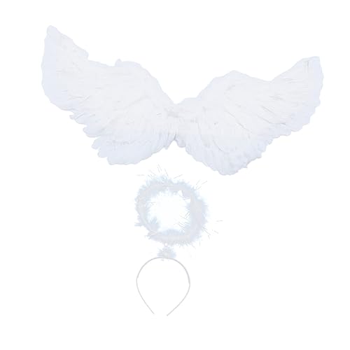 Healeved 1Satz Kostüm Für Erwachsene Weißes Wing Mit Ring Rollenspiel Requisite Für Theateraufführungen Fasching Mottopartys Healeved 1Satz Kostüm Für Erwachsene Weißes Wing Mit Ring Rollenspiel Requisite Für Theateraufführungen Fasching Mottopartys von Healeved