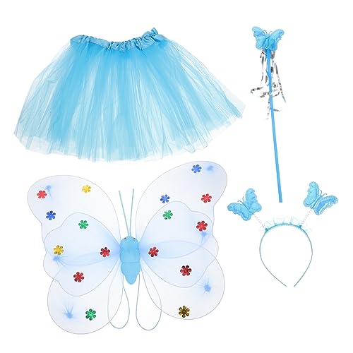 Healeved 1Satz Märchenkostüm Teiliges Feenkostüm mit Tutu Rock Schmetterlingsflügel Zauberstab für Fasching Halloween oder Besondere Anlässe für Jahre von Healeved