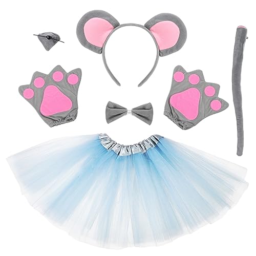 Healeved 1Satz Teiliges Kostüm Zubehör Set Ohren Stirnband Fliege Grauer Tüllrock Für Halloween Karneval Kostümpartys von Healeved