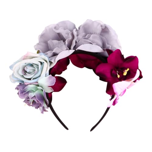 Healeved 1Stück Blumenhaarreif mit Großen Vintage Party Kopfschmuck für Halloween Karneval und Kostümpartys Leichter Wiederverwendbar Festliche Anlässe von Healeved