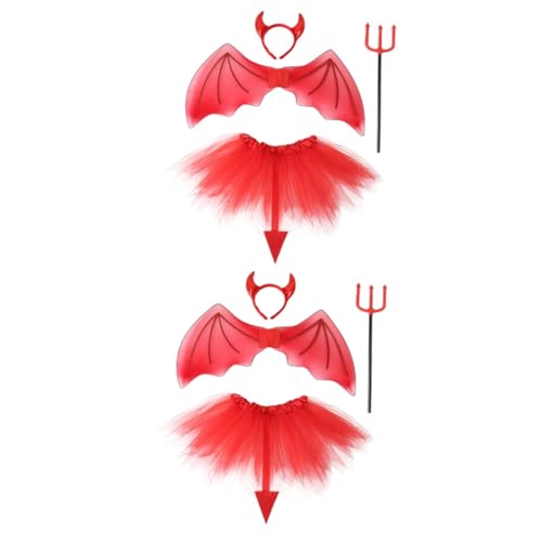 Healeved 2 Sätze Dämonen flügel Set Halloween liefert Halloween -Party -Dekorationen Halloweenkostüm Cosplay-Kostüm-Requisiten Halloween-Cosplay-Kostüm Kostümzubehör Gittergewebe rot von Healeved