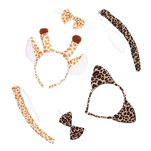 Healeved 2 Sätze Giraffen und Leopardenohren Haarreifen mit Fliegen und Schwänzen Tier Cosplay Zubehör für Halloween Kostümparty und Bühnenaufführungen Healeved 2 Sätze Giraffen und Leopardenohren Haarreifen mit Fliegen und Schwänzen Tier Cosplay Zubehör für Halloween Kostümparty und Bühnenaufführungen von Healeved