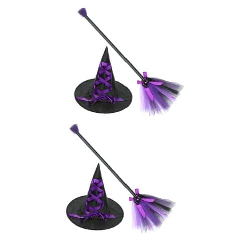 Healeved 2 Sätze Halloween Hexenhut mit Abnehmbarem Besen Violette Cosplay Kopfbedeckung für Frauen und Mädchen Verarbeitung Vielseitig für Party Karneval Verkleidung und Halloween Healeved 2 Sätze Halloween Hexenhut mit Abnehmbarem Besen Violette Cosplay Kopfbedeckung für Frauen und Mädchen Verarbeitung Vielseitig für Party Karneval Verkleidung und Halloween von Healeved